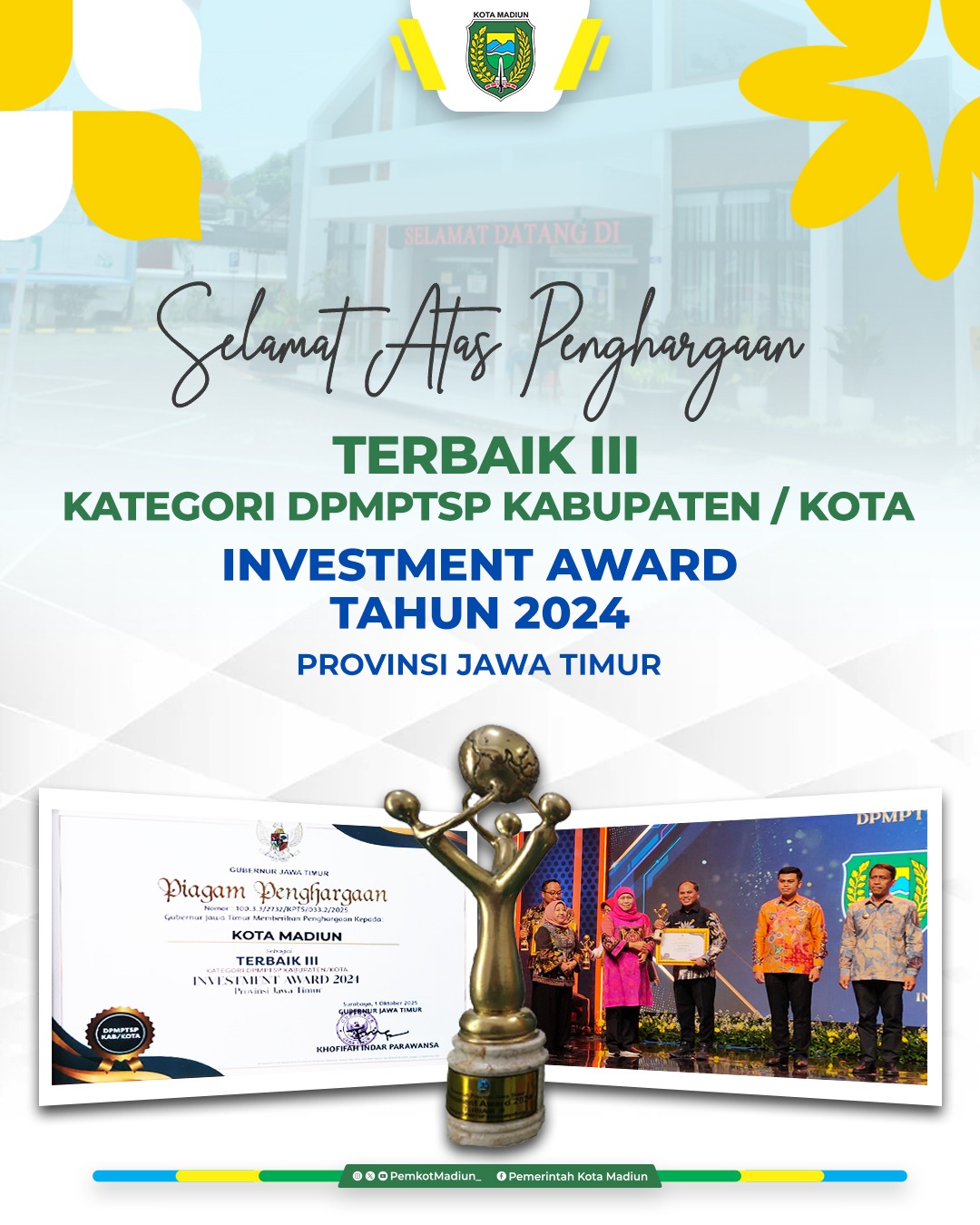 Kota Madiun Raih Investment Award Jatim 2024, Bukti Komitmen Tingkatkan Layanan Investasi