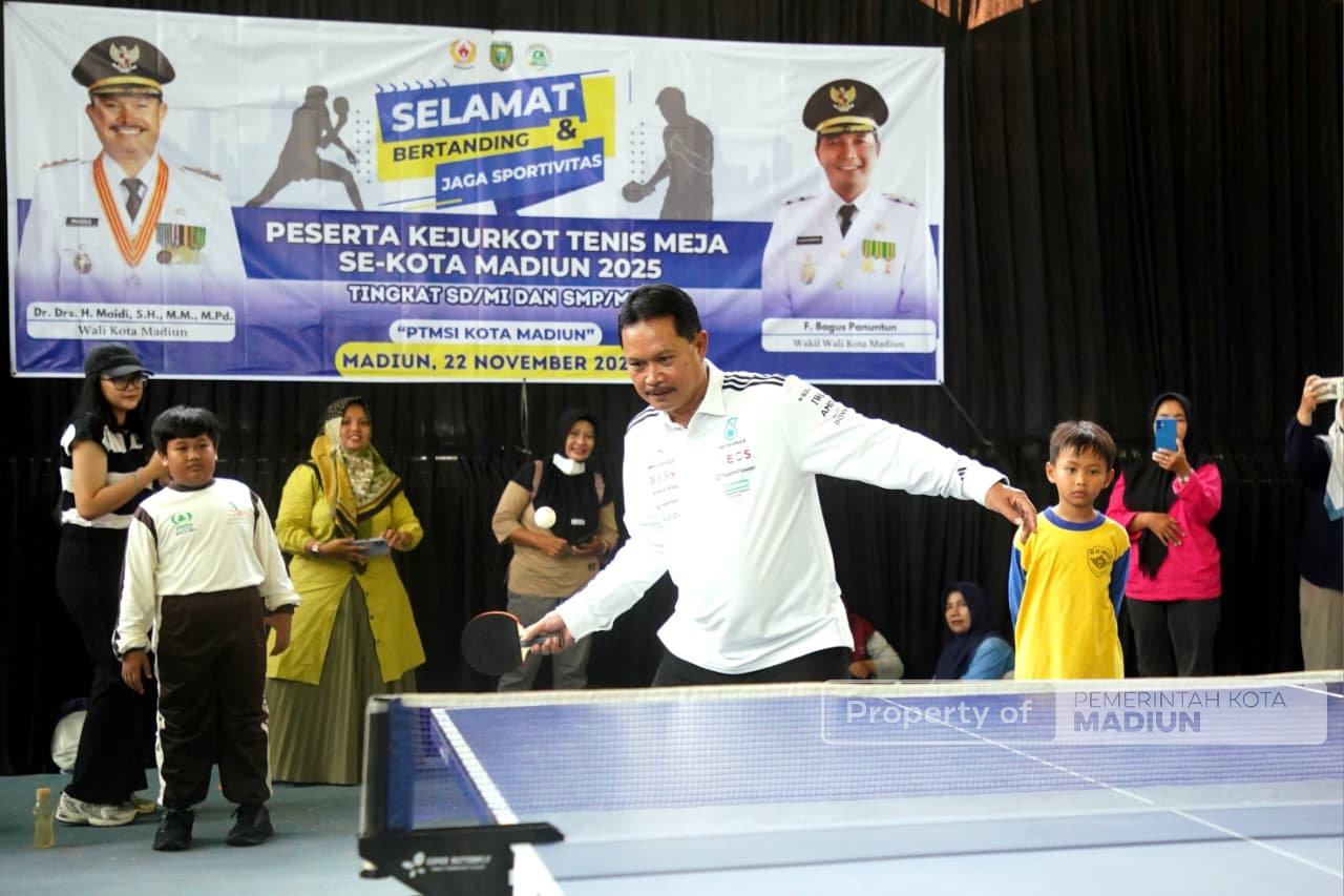 Kejurkot Tenis Meja 2025 Dibuka, Wali Kota Madiun Dorong Pembinaan Atlet Sejak Dini