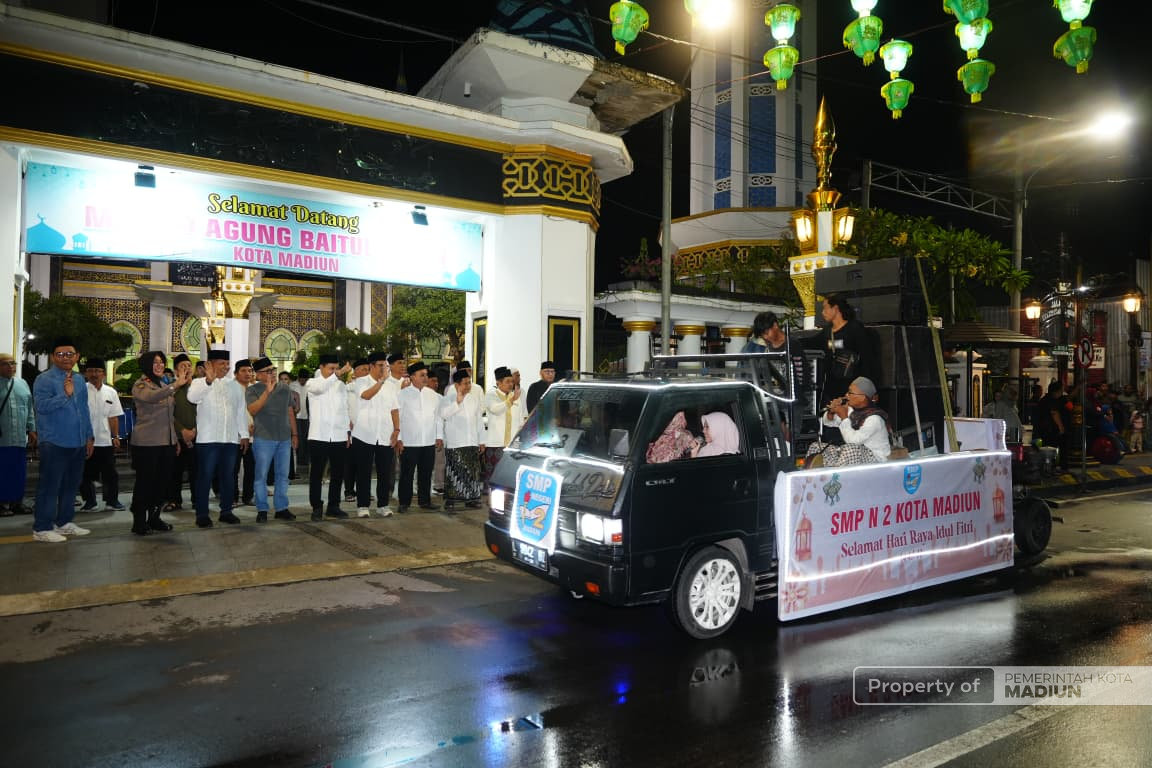 Plt Wali Kota Madiun Resmi Berangkatkan Takbir Keliling, Malam Takbiran Berlangsung Meriah