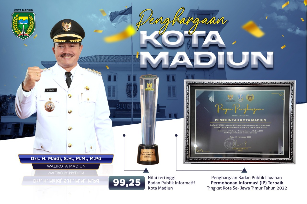 Sabet 2 Penghargaan KI Awards, Pemkot Madiun Dapat Skor Tertinggi untuk Badan Publik Informatif