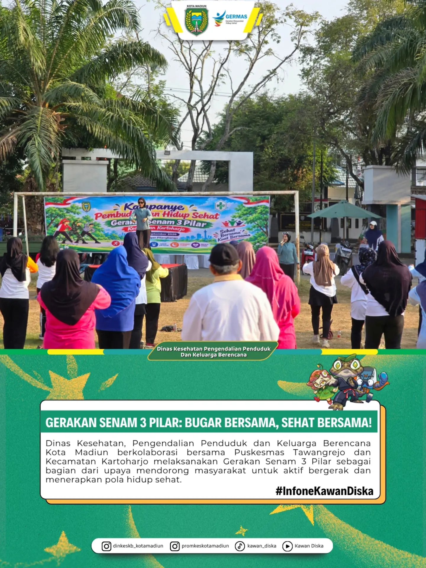 Salam Sehat Kawan Diska____________ 💪✨ GERAKAN SENAM 3 PILAR: SEHAT, BUGAR, BERSAMA! ✨💪 Madiun 