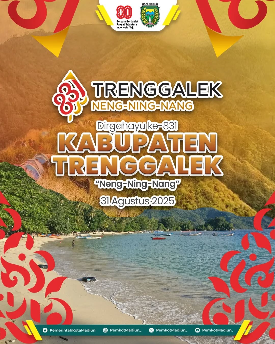 Dirgahayu ke-831 Kabupaten Trenggalek Momentum istimewa untuk merayakan perjalanan panjang Trenggalek dalam membangun da...
