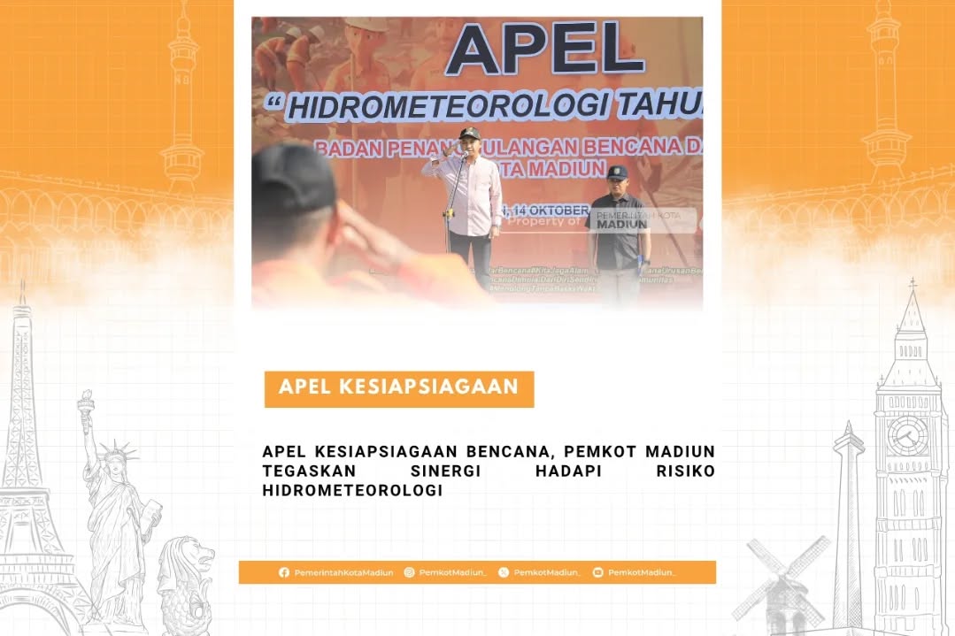 Apel Kesiapsiagaan Bencana, Pemkot Madiun Tegaskan Sinergi Hadapi Risiko Hidrometeorologi Pemerintah Kota Madiun menegas...