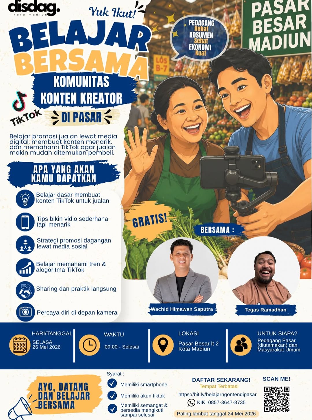 KOMUNITAS KONTEN KREATOR MENGAJAK BELAJAR BERSAMA DI PASAR BESAR Sekarang waktunya pedagang pasar memanfaatkan media dig...